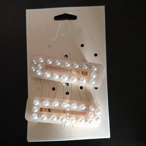 2 New Lulu pearl adorned hair clips